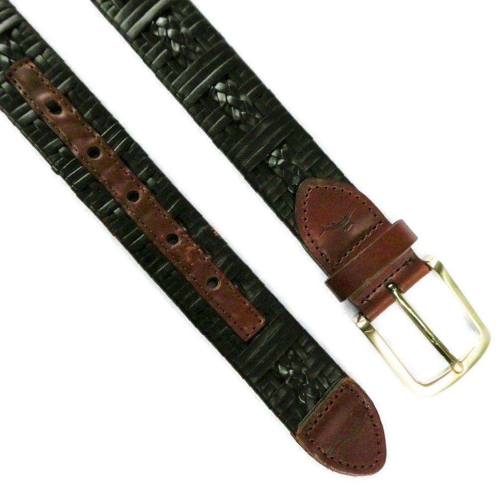 Tommy Bahama Leather Belt Weaved Two Tone 54 135